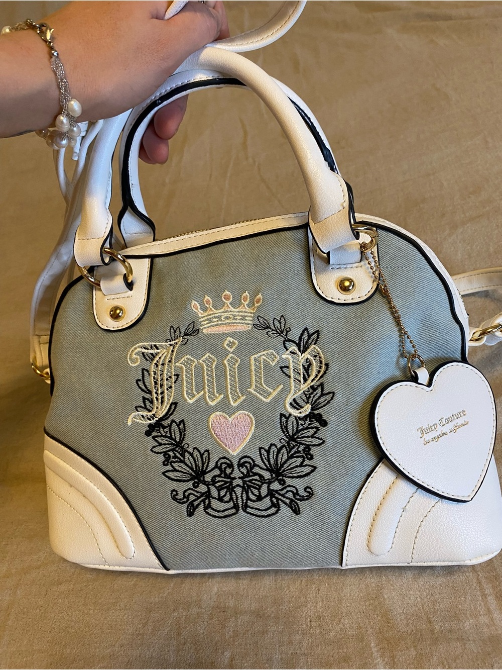 💎 RETRO VIBES 💎 Juicy Couture Denim Heritage Dome Satchel Crossbody like new
